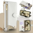 thumbnail image 1 of Allytechgroup Flip Wallet Phone Case for Motorola G Stylus 5G (2024) with Credit Card Slot, Shoulder Strap PU Leather Zipper Wallet Phone Case Shockproof Full Body Cover for Women Girls, White, 1 of 8