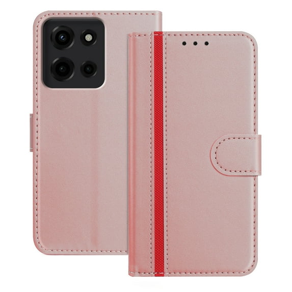 Allytechgroup Flip Wallet Phone Case for Motorola G Stylus 5G (2025), RFID Blocking PU Leather Built-in Credit Card Slot Stand Shockproof Full Body Protective for Motorola G Stylus 5G (2025), Rosegold