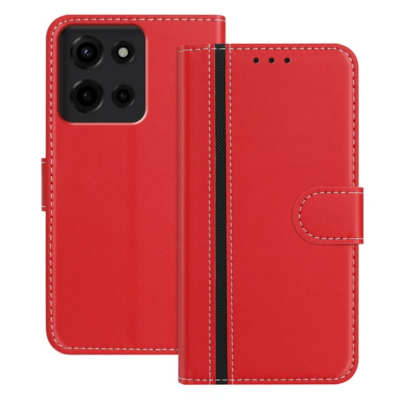 Allytechgroup Flip Wallet Phone Case for Motorola G Stylus 5G (2025), RFID Blocking PU Leather Built-in Credit Card Slot Stand Shockproof Full Body Protective for Motorola G Stylus 5G (2025), Red