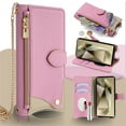 thumbnail image 1 of Allytechgroup Flip Wallet Phone Case for Samsung Galaxy A13 5G with Credit Card Slot, Shoulder Strap PU Leather Zipper Wallet Phone Case Shockproof Full Body Cover for Women Girls, Pink, 1 of 8
