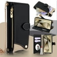 thumbnail image 1 of Allytechgroup Flip Wallet Phone Case for Samsung Galaxy A35 with Credit Card Slot, Shoulder Strap PU Leather Zipper Wallet Phone Case Shockproof Full Body Cover for Women Girls, Black, 1 of 8