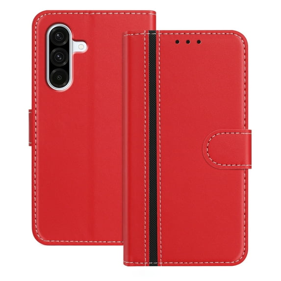 Allytechgroup Flip Wallet Phone Case for Samsung Galaxy A36 5G, RFID Blocking PU Leather Built-in Credit Card Slot Stand Shockproof Full Body Protective for Samsung Galaxy A36 5G, Red