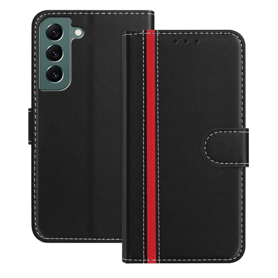 Allytechgroup Flip Wallet Phone Case for Samsung Galaxy S22 Plus, RFID Blocking PU Leather Built-in Credit Card Slot Stand Shockproof Full Body Protective for Samsung Galaxy S22 Plus, Black