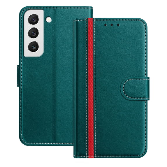 Allytechgroup Flip Wallet Phone Case for Samsung Galaxy S22, RFID Blocking PU Leather Built-in Credit Card Slot Stand Shockproof Full Body Protective for Samsung Galaxy S22, Green