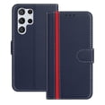 thumbnail image 1 of Allytechgroup Flip Wallet Phone Case for Samsung Galaxy S22 Ultra, RFID Blocking PU Leather Built-in Credit Card Slot Stand Shockproof Full Body Protective for Samsung Galaxy S22 Ultra, Blue, 1 of 9