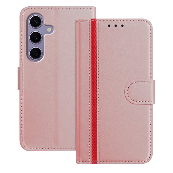Allytechgroup Flip Wallet Phone Case for Samsung Galaxy S24 FE, RFID Blocking PU Leather Built-in Credit Card Slot Stand Shockproof Full Body Protective for Samsung Galaxy S24 FE, Rosegold