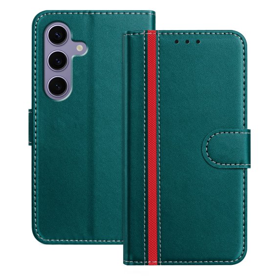 Allytechgroup Flip Wallet Phone Case for Samsung Galaxy S24 FE, RFID Blocking PU Leather Built-in Credit Card Slot Stand Shockproof Full Body Protective for Samsung Galaxy S24 FE, Green