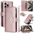 thumbnail image 1 of Allytechgroup Flip Wallet Phone Case for iPhone 11 Pro, Shockproof Case with Credit Card Slot Shoulder Strap Lanyard Zipper PU Leather Phone Case for Women Girls, Rosegold, 1 of 8
