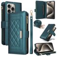 thumbnail image 1 of Allytechgroup Flip Wallet Phone Case for iPhone 11 Pro, Shockproof Case with Credit Card Slot Shoulder Strap Lanyard Zipper PU Leather Phone Case for Women Girls, Darkgreen, 1 of 8
