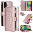 thumbnail image 1 of Allytechgroup Flip Wallet Phone Case for iPhone 12 Pro / 12 6.1", Shockproof Case with Credit Card Slot Shoulder Strap Lanyard Zipper PU Leather Phone Case for Women Girls, Rosegold, 1 of 8