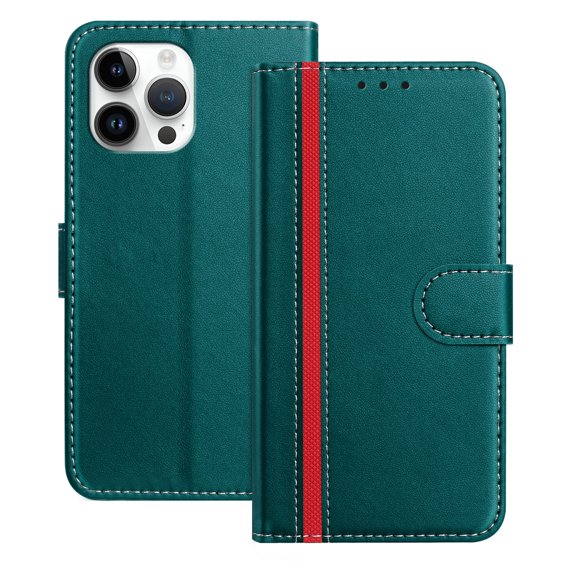 Allytechgroup Flip Wallet Phone Case for iPhone 13 Pro Max, RFID Blocking PU Leather Built-in Credit Card Slot Stand Shockproof Full Body Protective for iPhone 13 Pro Max, Green