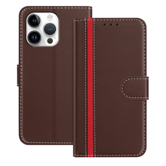 Allytechgroup Flip Wallet Phone Case for iPhone 14 Pro Max, RFID Blocking PU Leather Built-in Credit Card Slot Stand Shockproof Full Body Protective for iPhone 14 Pro Max, Brown