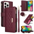 thumbnail image 1 of Allytechgroup Flip Wallet Phone Case for iPhone 16 Pro Max, Shockproof Case with Credit Card Slot Shoulder Strap Lanyard Zipper PU Leather Phone Case for Women Girls, Winered, 1 of 8