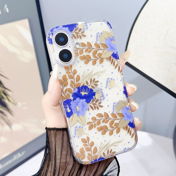 Allytechgroup Floral Series Case for Apple iPhone 16 Plus, Soft TPU Clear Back Cover Anti-Yellowing Shockproof Protective Bumper Phone Case for Girls Women