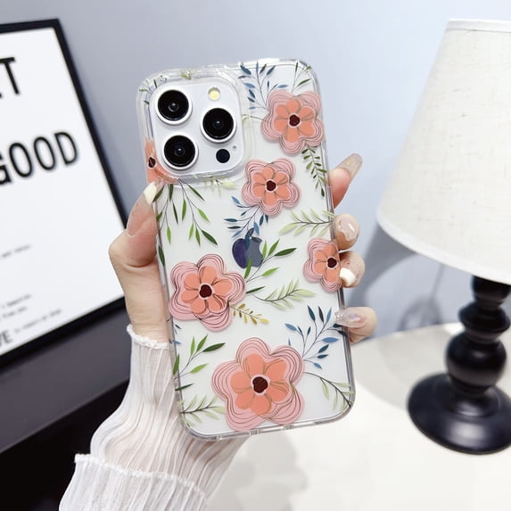 Allytechgroup Floral Series Case for Apple iPhone 16 Pro, Soft TPU Clear Back Cover Anti-Yellowing Shockproof Protective Bumper Phone Case for Girls Women