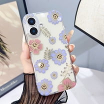 Allytechgroup Floral Series Case for Apple iPhone 16, Soft TPU Clear Back Cover Anti-Yellowing Shockproof Protective Bumper Phone Case for Girls Women
