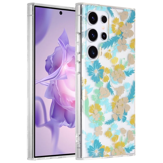 Allytechgroup Floral Series Case for Samsung Galaxy A15 Women Girls, Soft TPU Clear Back Cover Anti-Yellowing Shockproof Protective Bumper Phone Case for Samsung Galaxy A15, B