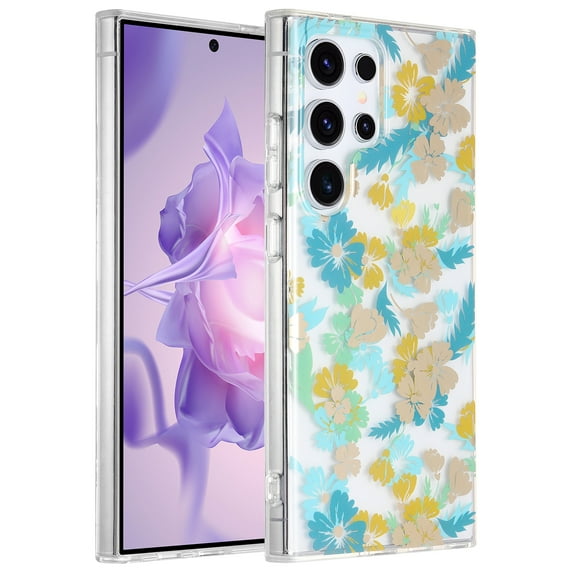 Allytechgroup Floral Series Case for Samsung Galaxy A55 Women Girls, Soft TPU Clear Back Cover Anti-Yellowing Shockproof Protective Bumper Phone Case for Samsung Galaxy A55, B