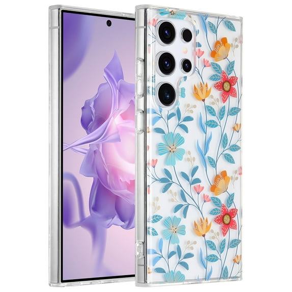 Allytechgroup Floral Series Case for Samsung Galaxy S24 FE Women Girls, Soft TPU Clear Back Cover Anti-Yellowing Shockproof Protective Bumper Phone Case for Samsung Galaxy S24 FE, A