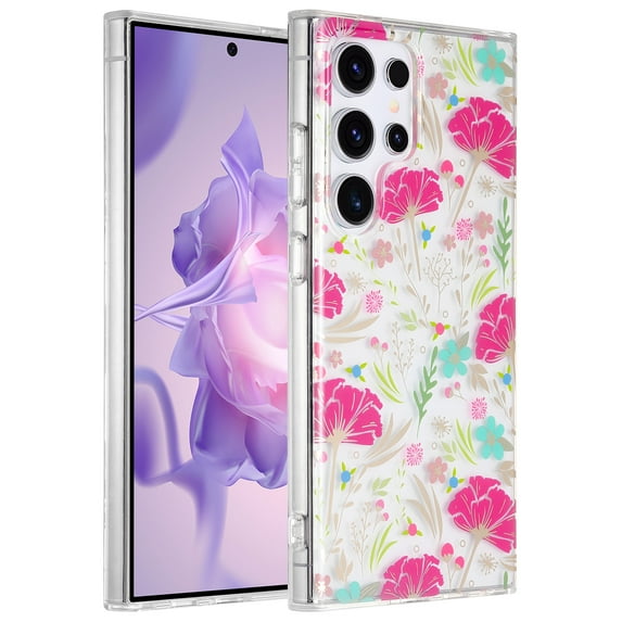Allytechgroup Floral Series Case for Samsung Galaxy S24 FE Women Girls, Soft TPU Clear Back Cover Anti-Yellowing Shockproof Protective Bumper Phone Case for Samsung Galaxy S24 FE, F