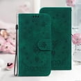 thumbnail image 1 of Allytechgroup Flower Embossed Flip Stand Cards Slots Shockproof Hand Wrist Wallet Case Cover for  Samsung Galaxy S24 Ultra, Green, 1 of 6