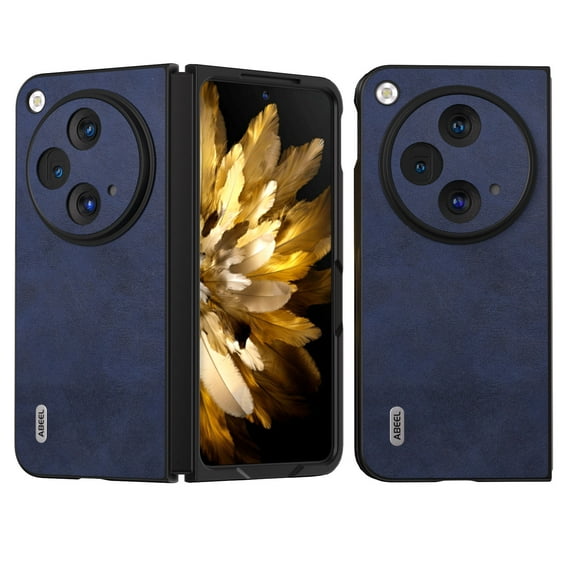 Allytechgroup Fold Phone Case for OnePlus Open / Oppo Find N3, Retro PU Leather Shockproof Camera Protection Slim Lightweight Luxury Back Cover Case for OnePlus Open 7.82 Inch 2023, Blue