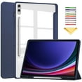 thumbnail image 1 of Allytechgroup Folio Case for Samsung Galaxy Tab S9 11 inch 2023 Released (Model Number: SM-X710/X716B/X718U), Slim Trifold Stand Cover with Pencil Holder Clear Back Shell Shockproof Cover, Darkblue, 1 of 8