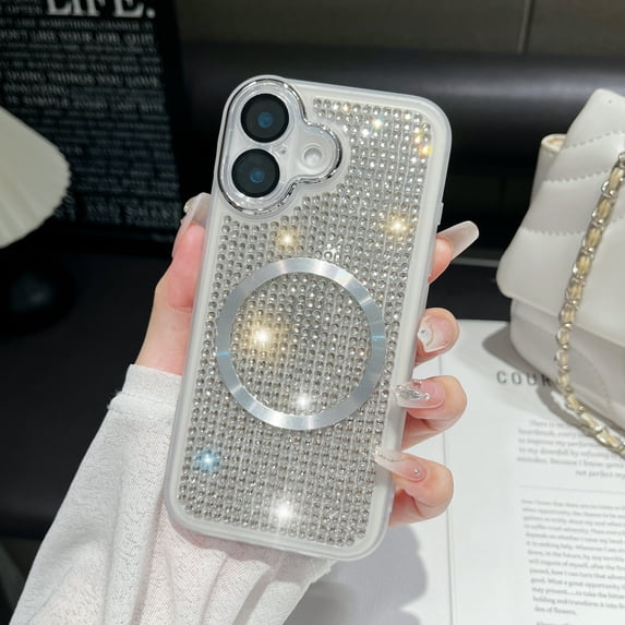 Allytechgroup For iPhone 16 Pro Max Case 2024, with Wrist Strap Chain Women Girls Shockproof Bumper Protective Cover For iPhone 16 Pro Max, Silver