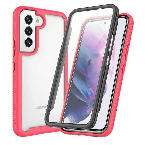 Allytechgroup Galaxy A05S Clear Case with Build in Screen Protector, Hybrid Full Body Protective Anti-Scratch Shockproof Anti-Yellow Bumper Phone Case for Samsung Galaxy A05S, Pink