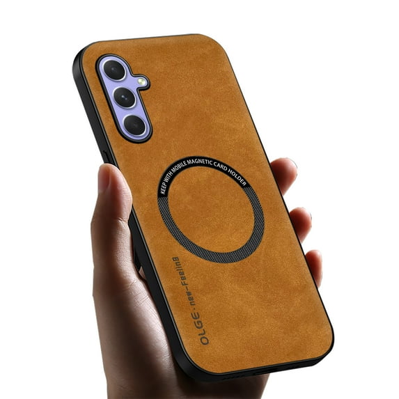 Allytechgroup Galaxy A14 5G Case, Magsafe Compatible Shockproof Vintage PU Leather Mangetic Back Cover Anti-Scratch Phone Case for Samsung Galaxy A14 5G, Brown