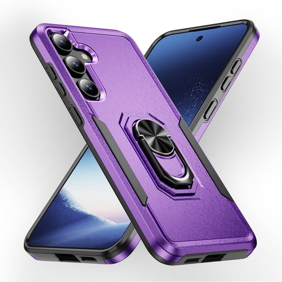 Allytechgroup Galaxy A16 5G Case with Ring Holder Stad, Military Grade Shockproof Compatible with Car Mount Rugged Bumper Phone Case for Samsung Galaxy A16 5G, Purple+Black
