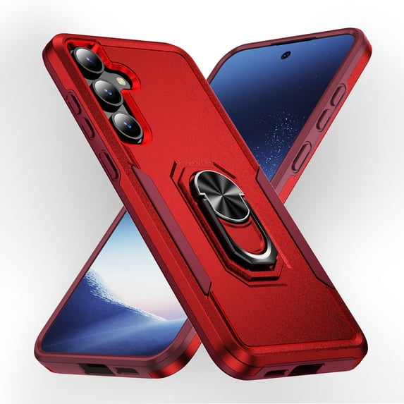 Allytechgroup Galaxy A16 5G Case with Ring Holder Stad, Military Grade Shockproof Compatible with Car Mount Rugged Bumper Phone Case for Samsung Galaxy A16 5G, Red+Rose