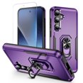 thumbnail image 1 of Allytechgroup Galaxy A16 5G Case, Rugged Phone Case for Samsung Galaxy A16 5G with 1 Screen Protector, Military Grade Protection, Ring Kickstand, PC+TPU Bumper Cover for Women Men, Purple+Black, 1 of 9