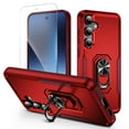thumbnail image 1 of Allytechgroup Galaxy A16 5G Case, Rugged Phone Case for Samsung Galaxy A16 5G with 1 Screen Protector, Military Grade Protection, Ring Kickstand, PC+TPU Bumper Cover for Women Men, Red+Rose, 1 of 9