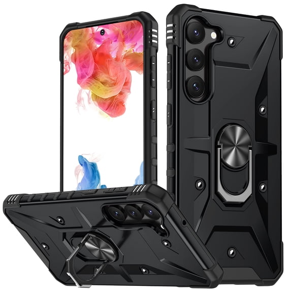 Allytechgroup Galaxy A16 5G Rugged Case, Hybrid Ring Holder Stand Shockproof Compatible with Car Mount Anti-Scratch Anti-Slip Lightweight Phone Case for Samsung Galaxy A16 5G, Black