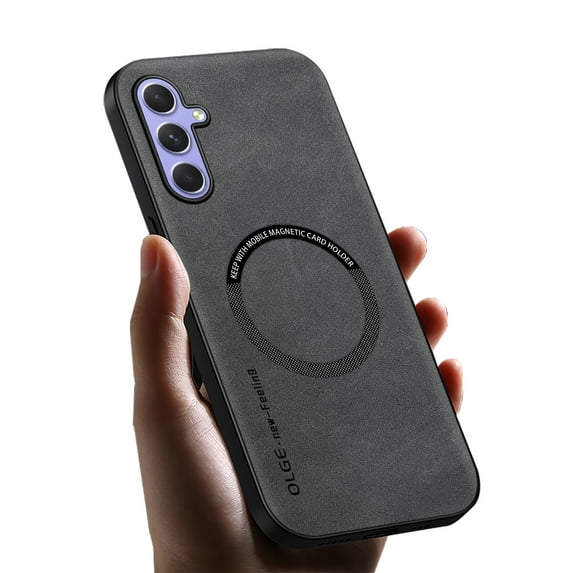 Allytechgroup Galaxy A23 Case, Magsafe Compatible Shockproof Vintage PU Leather Mangetic Back Cover Anti-Scratch Phone Case for Samsung Galaxy A23, Gray