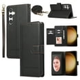 thumbnail image 1 of Allytechgroup Galaxy A24 4G Case Wallet with Cards Slots +Makeup Mirror + Hand Wrist + Crossybody Shoulder Strap, RFID Blocking Flip Stand Anti-Scrartch Retro Case for Samsung Galaxy A24 4G, Black, 1 of 8