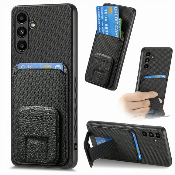 Allytechgroup Galaxy A24 Wallet Case with Card Holder, Hybrid TPU Back Cover Kickstand Bumper Anti-Scratch Slim Case Cover for Samsung Galaxy A24, Black