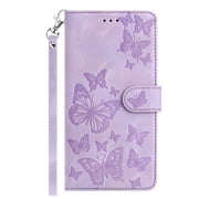 Allytechgroup for Galaxy A26 5G Wallet Case with Lanyard, Butterfly Embossed PU Leather TPU Inner Cards Slots Flip Cover Stand Protective Phone Case for Samsung Galaxy A26 5G, Purple