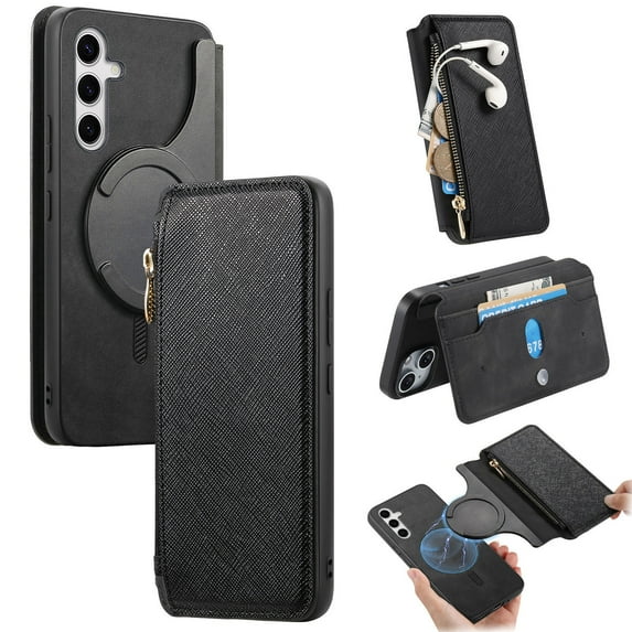 Allytechgroup Galaxy A35 Case Wallet, 2-in-1 Detachable Magnetic Back Cover Compatible with MagSafe Secure and Stylish Protection RFID Blocking Phone Case for Samsung Galaxy A35, Black