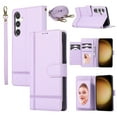 thumbnail image 1 of Allytechgroup Galaxy A35 Case Wallet with Cards Slots +Makeup Mirror + Hand Wrist + Crossybody Shoulder Strap, RFID Blocking Flip Stand Anti-Scrartch Retro Case for Samsung Galaxy A35,Purple, 1 of 8