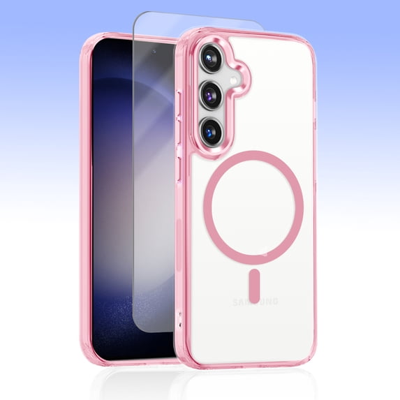 Allytechgroup Galaxy A36 5G Case with Screen Protector, Crystal Clear Magnetic Back Cover Compatible with Magsafe Anti-Scratch Phone Case for Samsung Galaxy A36 5G, Pink