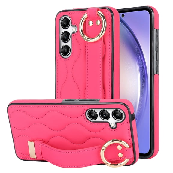 Allytechgroup Galaxy A54 5G Case with Keychain, Luxury Girly PU Leather Back Cover Bracket Stand Shockproof Bumper Drop Proof Phone Case Cover for Samsung Galaxy A54 5G, Rose