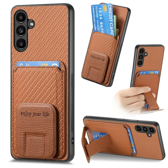 Allytechgroup Galaxy A54 5G Wallet Case with Card Holder, Hybrid TPU Back Cover Kickstand Bumper Anti-Scratch Slim Case Cover for Samsung Galaxy A54 5G, Brown