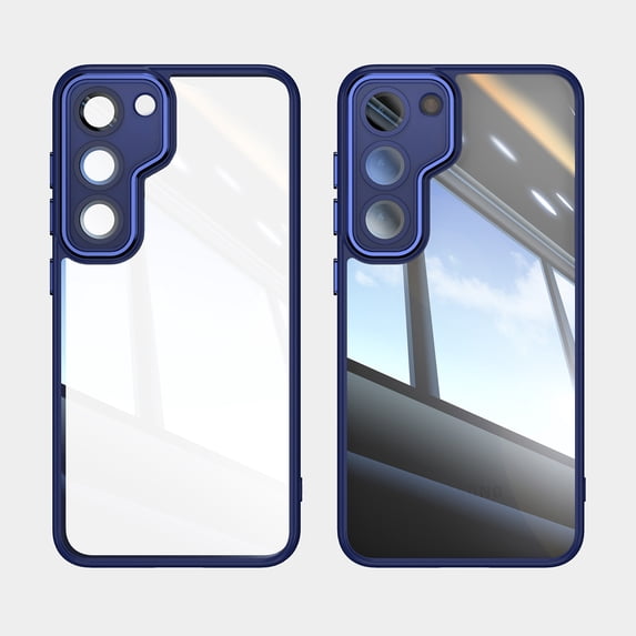 Allytechgroup Galaxy A56 5G Clear Back Cover Case with Lens Protector, Anti-Yellow Shockproof Bumper AntI-Scratch Drop Proof Full Body Protective Phone Case for Samsung Galaxy A56 5G, Blue