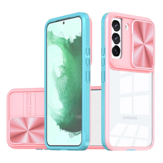 Allytechgroup Galaxy A73 5G Clear Case with Lens Protector, Anti-Yellow Hard Shell Acrylic Bumper Shockproof Rugged Phone Case for Samsung Galaxy A73 5G, Pink