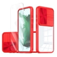 thumbnail image 1 of Allytechgroup Galaxy S20 FE 5G Clear Case with Tempered Glass Screen Protector, Sliding Camera Lens Protector Anti-Yellow Shockproof Rugged Slim Fit Shell Cover for Samsung Galaxy S20 FE, Red, 1 of 7