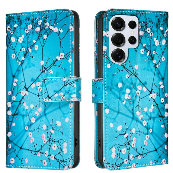 Allytechgroup Galaxy S21 Ultra Case Wallet Cover with Card Holder, Flip PU Leather Phone Case for Samsung Galaxy S21 Ultra with RFID Blocking, Kickstand & Magnetic Closure, Blossom