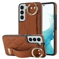 thumbnail image 1 of Allytechgroup Galaxy S22 Plus Case with Keychain, Luxury Girly PU Leather Back Cover Bracket Stand Shockproof Bumper Drop Proof Phone Case Cover for Samsung Galaxy S22 Plus, Brown, 1 of 8