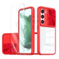 thumbnail image 1 of Allytechgroup Galaxy S22 Plus Clear Case with Tempered Glass Screen Protector, Sliding Camera Lens Protector Anti-Yellow Shockproof Rugged Slim Fit Shell Cover for Samsung Galaxy S22 Plus, Red, 1 of 7